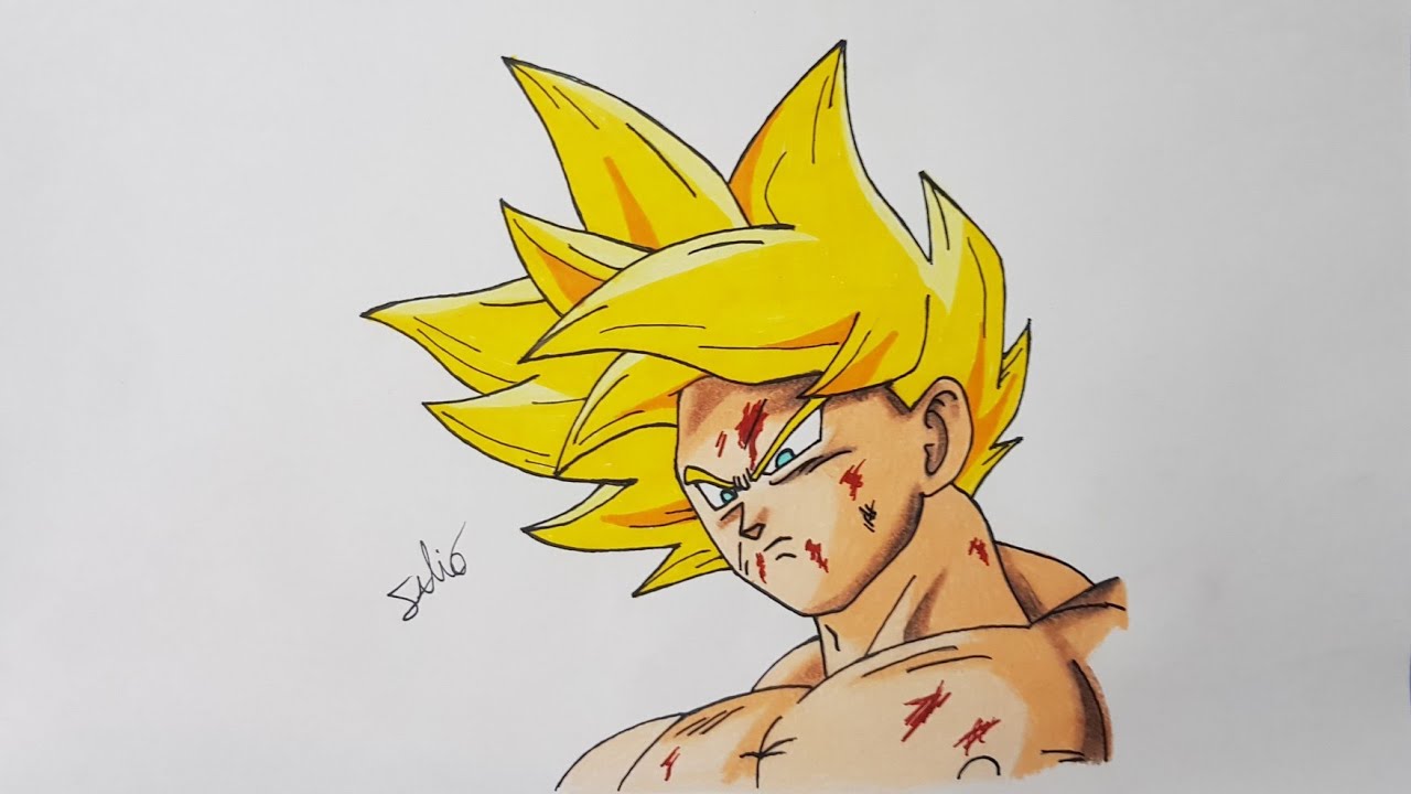 🚀 Desenho em (speed Drawing) GOKU SUPER Sayajin 2 🔥