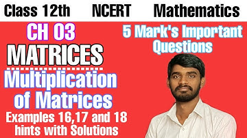 Class 12th Maths NCERT! Ch 03 Matrices! Examples 16,17 and 18 hints with Solutions! For Five Mark