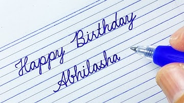 How to write “Happy Birthday Abhilasha” in Cursive writing | Calligraphy | Handwriting
