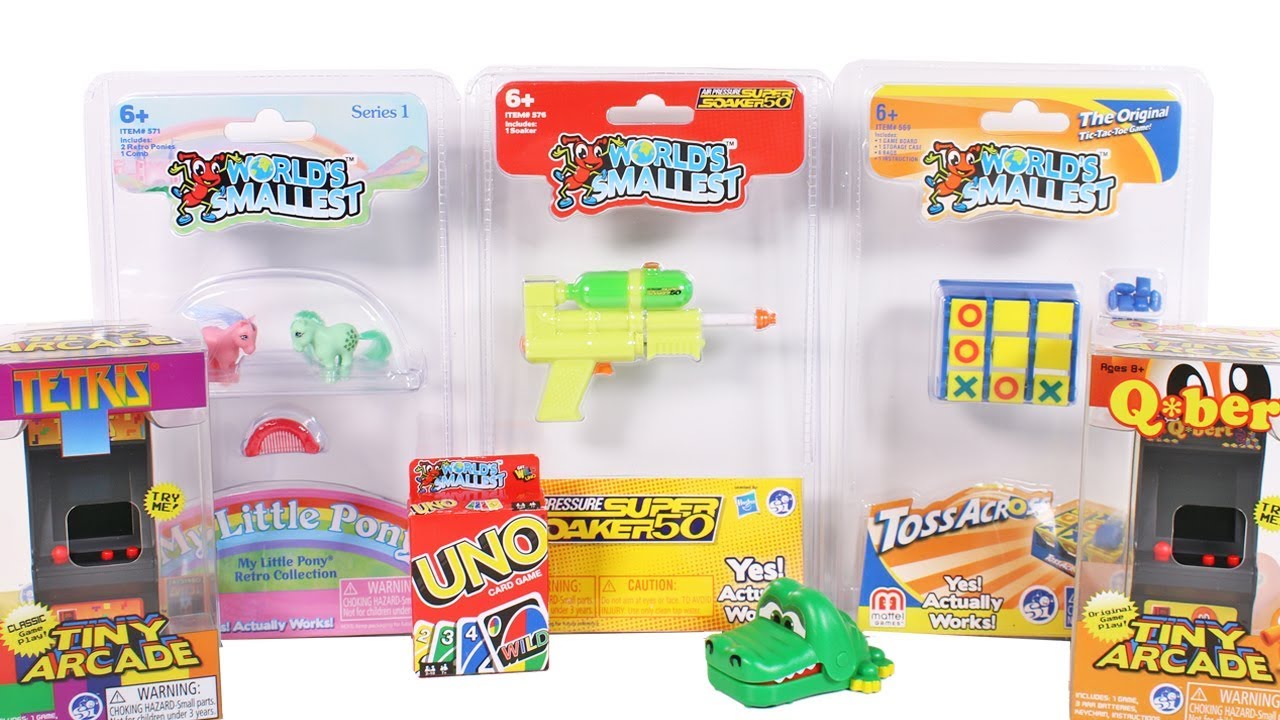 World's Smallest Uno, Super Soaker, My Little Pony, Tiny Arcade and More  Unboxing Toy Review 