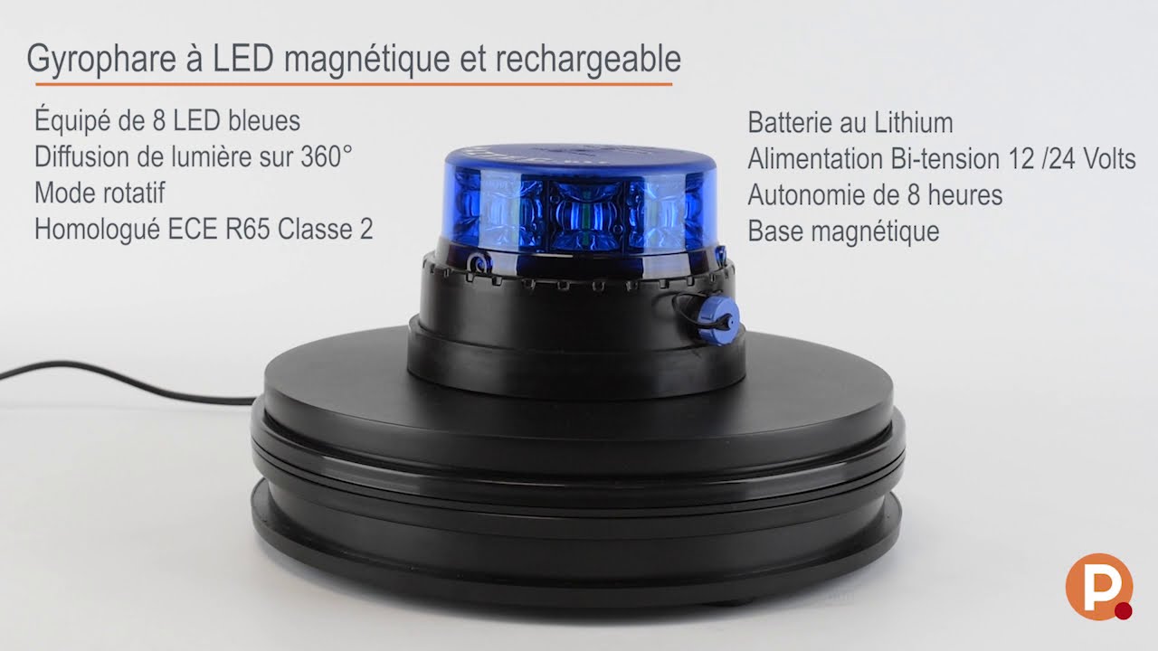 Gyrophare led bleu avec obturateur anti retour habitacle pour pare brise  sans fil ECE R65