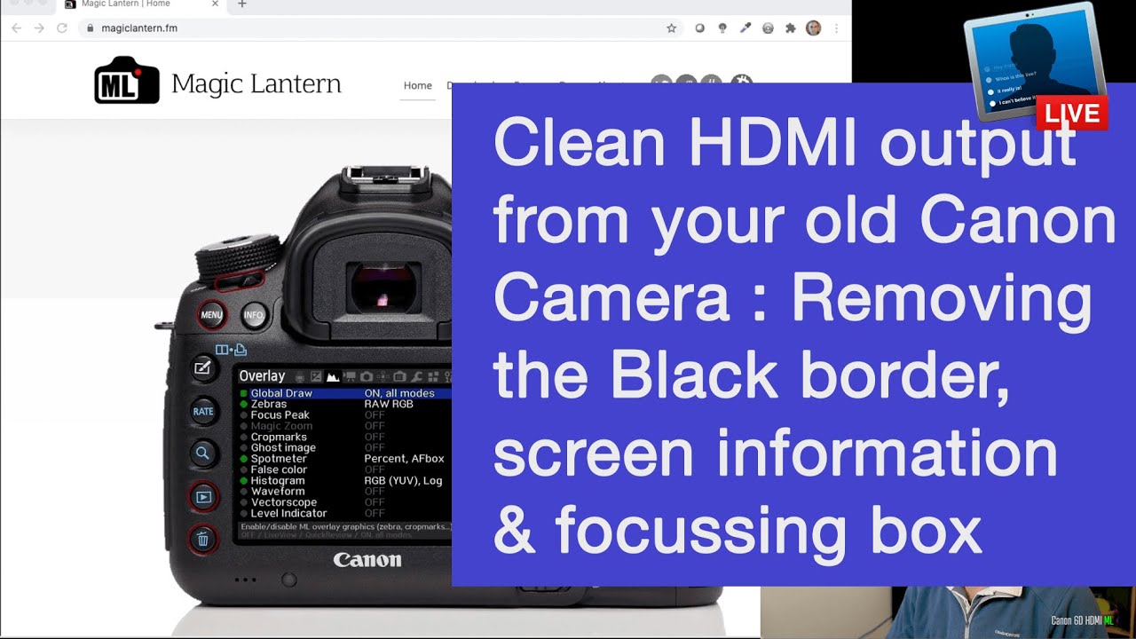 eos black  2022 New  Canon EOS HDMI Streaming Loại bỏ Hộp lấy nét, màn hình lộn xộn \u0026 viền đen \u0026 Tiện ích Webcam Canon