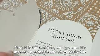 palassio White 100 Cotton Quilt Queen Size Bedding Sets with 2 Pillow Shams Textured Lightwei