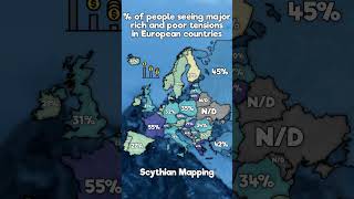 % of people seeing major rich and poor tensions in European countries 💲 #map #mapping #geography