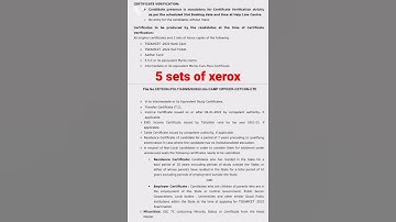 Required documents for certificate verification @TSEAMCET 2022