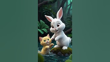 Cute rabbit rescued the poor little kittenn #rabbits  #cat #kitten #funny #ai