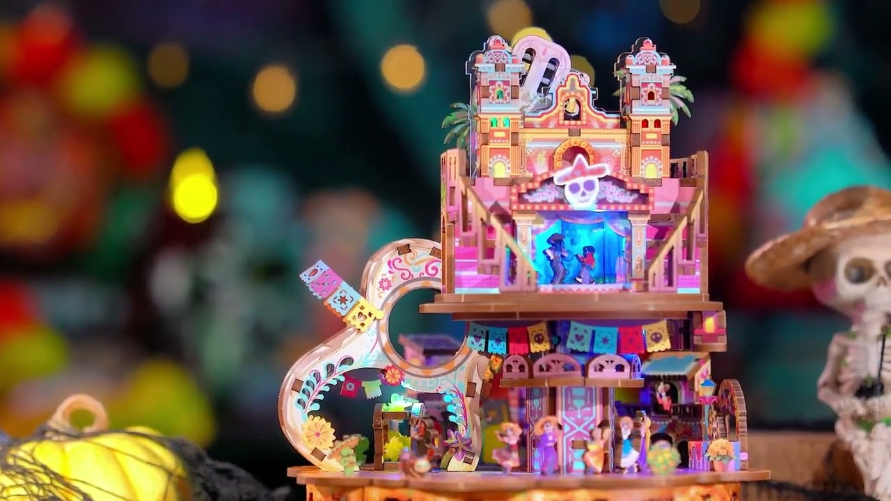 Tonecheer Muziekdoos hout 3D-puzzel, doe-het-zelf modelbouwset voor volwassenen, draaibare muziekbox, houten puzzel, cadeaus voor huisdecoratie, cadeau voor verjaardag, Kerstmis(Romantic Parijs