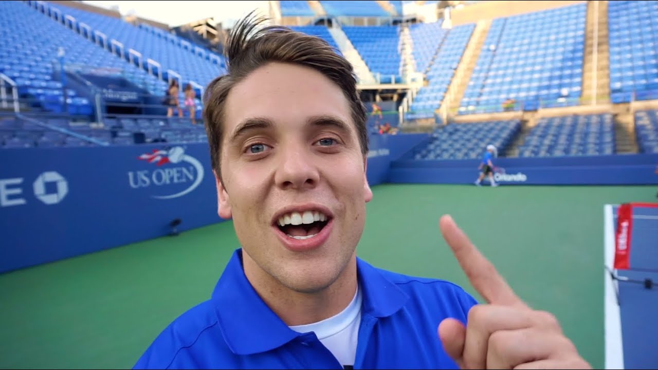 US Open Performance! Tennis Juggling, Trick Shots Juggler Josh