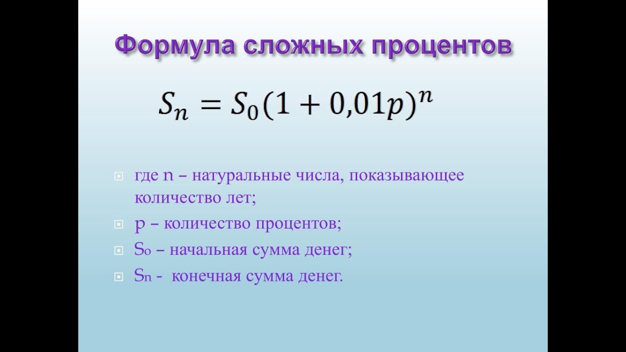 Сложные проценты по кредиту. Формулы по процентам сложный простой. Формула начисления сложных процентов. Формула для вычисления сложных процентов. Формула чложныхпррцентов.