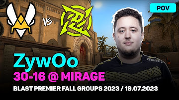 CSGO POV Vitality ZywOo (30/16) vs NIP (mirage) @ BLAST Premier Fall Groups 2023 / Jul 19, 2023