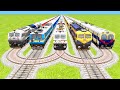 6 trains goes back and crossing the high difference  train simulator  railworks  trainsfun