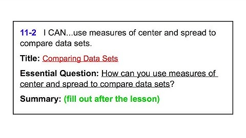 11.2 - Comparing Data Sets
