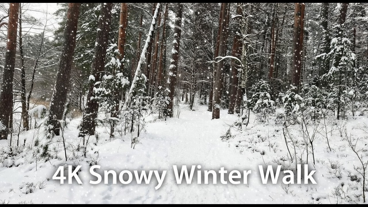 4K Snowy Walk Around Frozen Lake | Crunching Footsteps & Winter Ambience | No Talking 30 Min