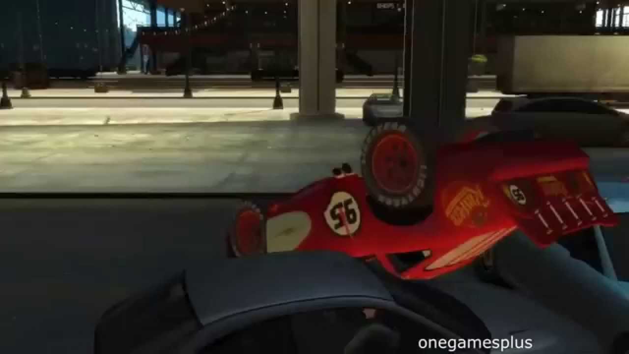 Crash test nine jumps Retro Lightning McQueen Disney car game GTA IV