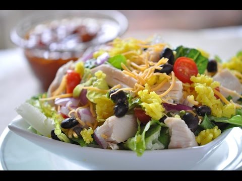 Chicken Taco Rice Salad with Salsa Vinaigrette