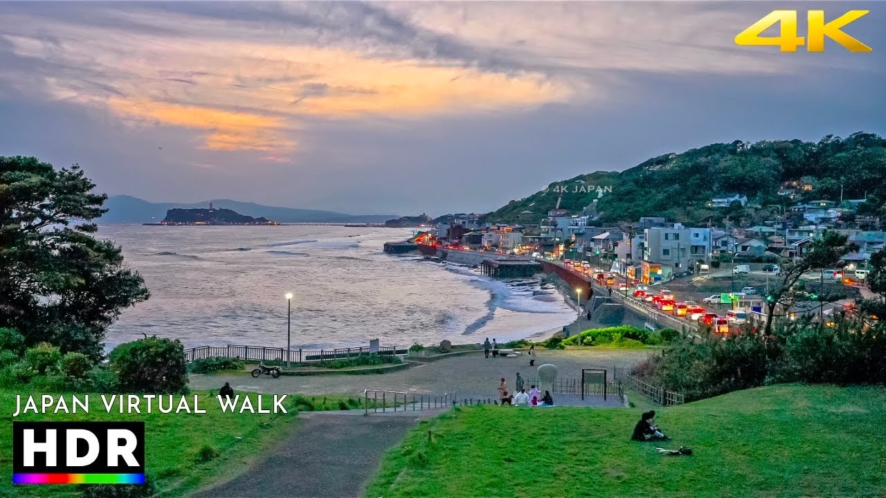 Japan: Evening Walk Around Seaside Town of Kamakura • 4K 60fps HDR