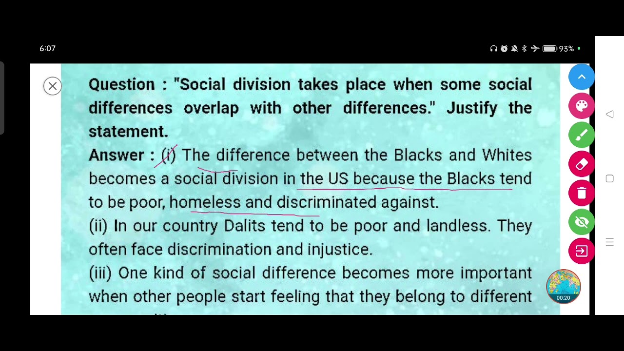 "Social division takes place when some social differences overlap with other differences." Justify