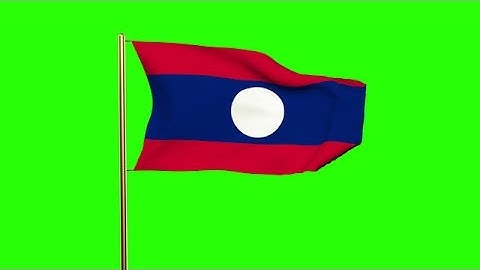 Laos Flag With Cloud Waving In The Wind. Green Screen, Alpha Matte. Loopable Ani Stock Animation