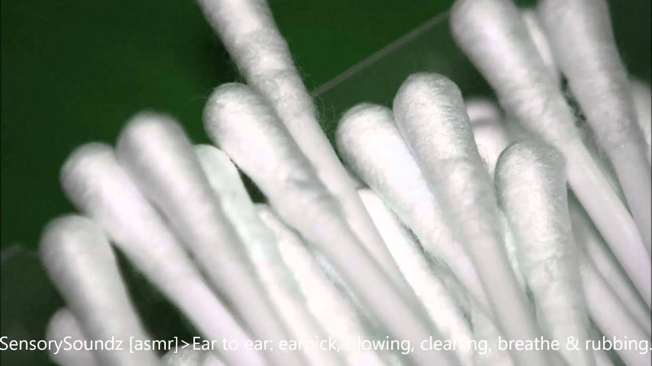 Asmr sound: ear to ear: Earpick - blowing - cleaning - breathe & rubbing
