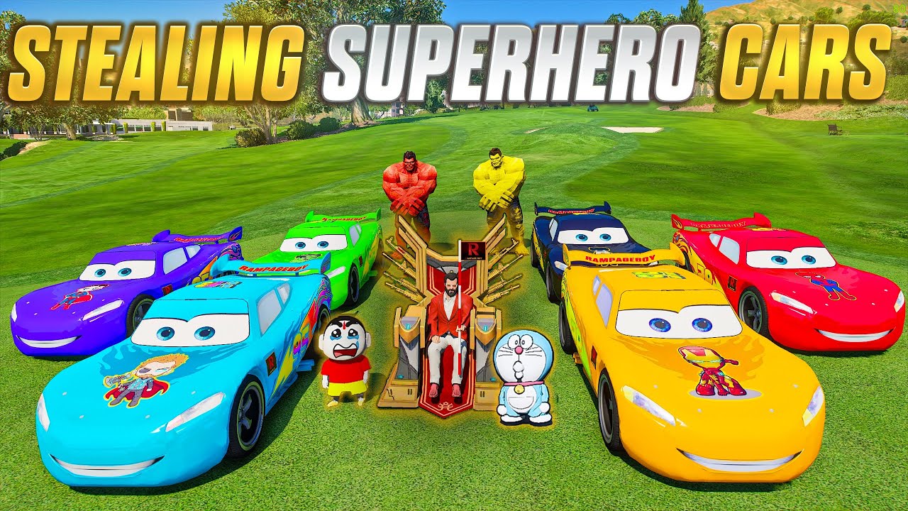 Stealing Super Hero Cars In GTA5 With Shinchan🤩 Full Fun #rampageboy #gta5 #bommalu #shinchan