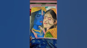 Beautiful Radha Krishna Drawing | Divine Love Art 🌼😊💞#art #youtubeshort #dishamitra #drawing