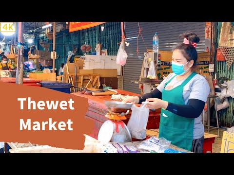Thewet Morning Market Near Chao Phraya River[4K] Bangkok Thailand