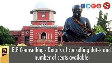 B.E.Counselling - Details of conselling dates and number of seats available