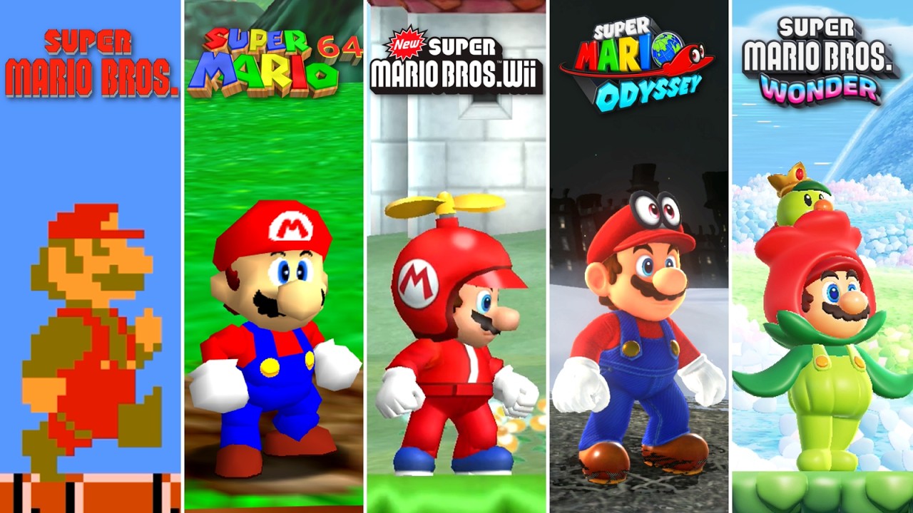Evolution of First Levels in Mario Games (1983 - 2026)