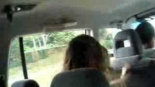 3 retards girls dancing in car