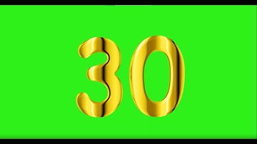 Golden 30 seconds Countdown 4K animation on Green screen background   30 Seconds New year Gold Count