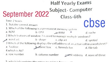 #cbse #class6 Computer Sample Paper #september2022 #class-6 #solved