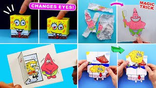 6 Cool paper crafts with SpongeBob SquarePants and Patrick Star. Easy Paper Transformations ARTS