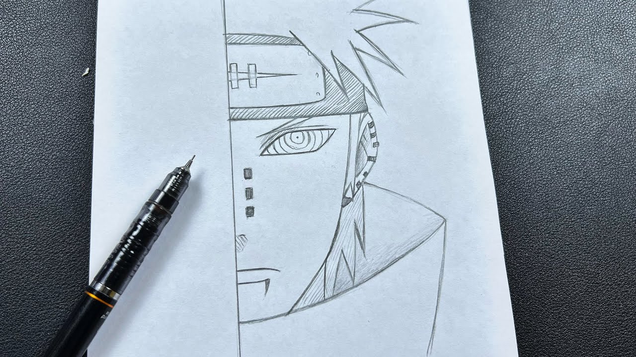 Anime sketch | how to draw Pain | Naruto sketch | step-by-step - YouTube