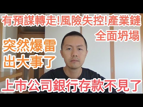 突然爆雷！上市公司银行存款不见了！有组织有预谋转走存款！金融风险失控！产业链全面坍塌!中国经济衰退.经济危机.招商银行.楼市危机.债务危机.城投债.地方债.财政危机.润.跑路.脱钩.计划经济.习近平.