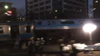 20140223京浜東北線川崎駅脱線転覆事故の現場（東海道線車内より撮影）