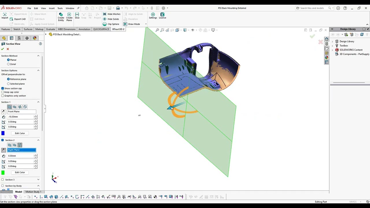 Xtract3D 2: Using SOLIDWORKS Section Views