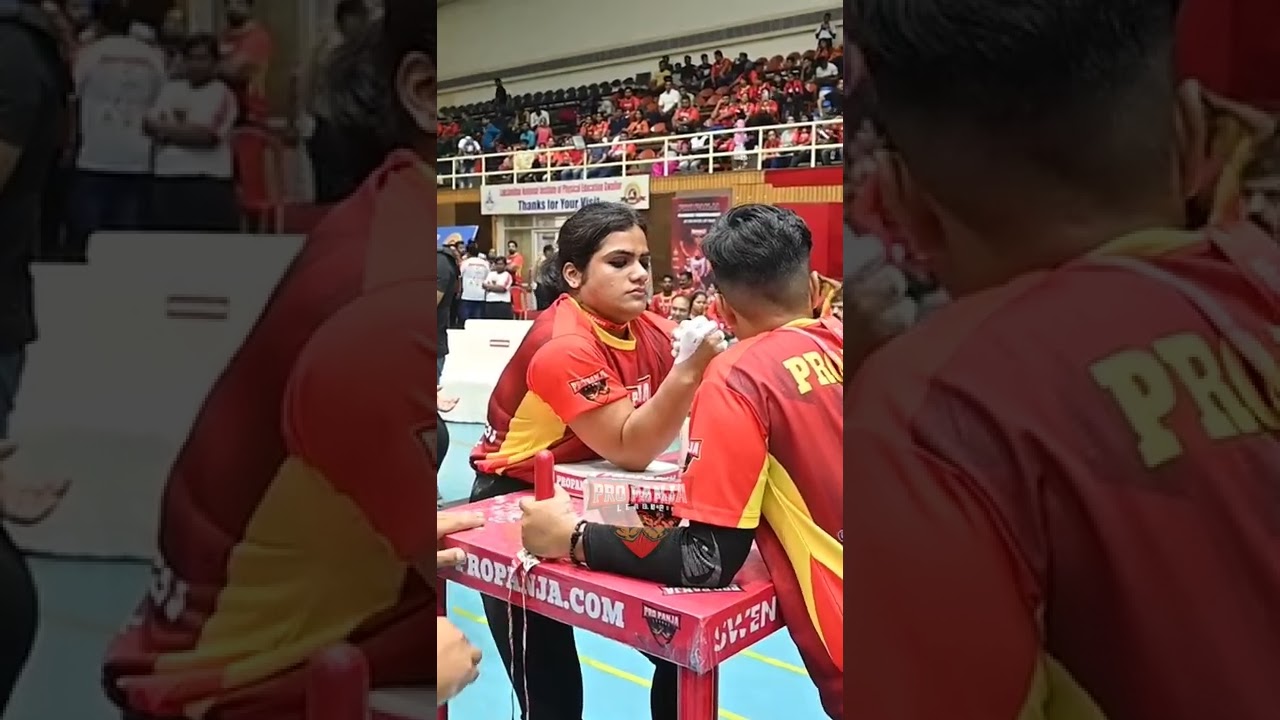 Indian Women's Arm Wrestling star Chetna Sharma easily defeating her opponent          