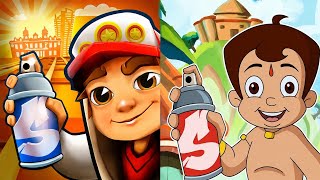 Chhota Bheem Adventure Run Vs Subway Surfers Monaco Ultimate Battle Comparison screenshot 2