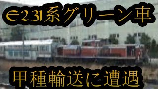 E231系のグリーン車の甲種輸送に遭遇！