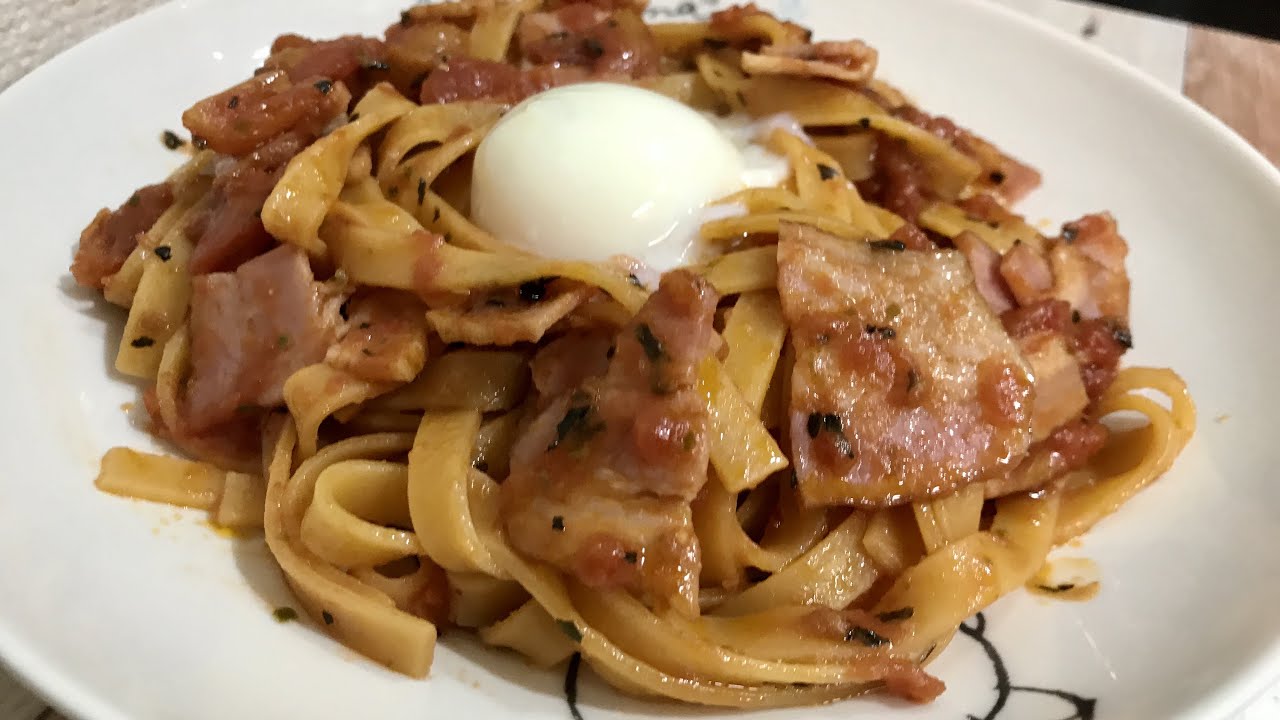 生パスタ トマトのフェットチーネで作る 温泉卵のバジルトマトパスタ 作ってみたよ 料理作り Youtube