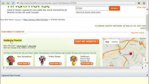 Keyword based scraping at www.findaflorist.com using WebHarvy