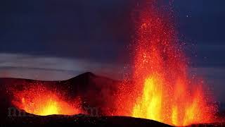 Fimmvörðuhálsi lava fountaining 2010 - pre eruption from Eyjafjallajökull volcano