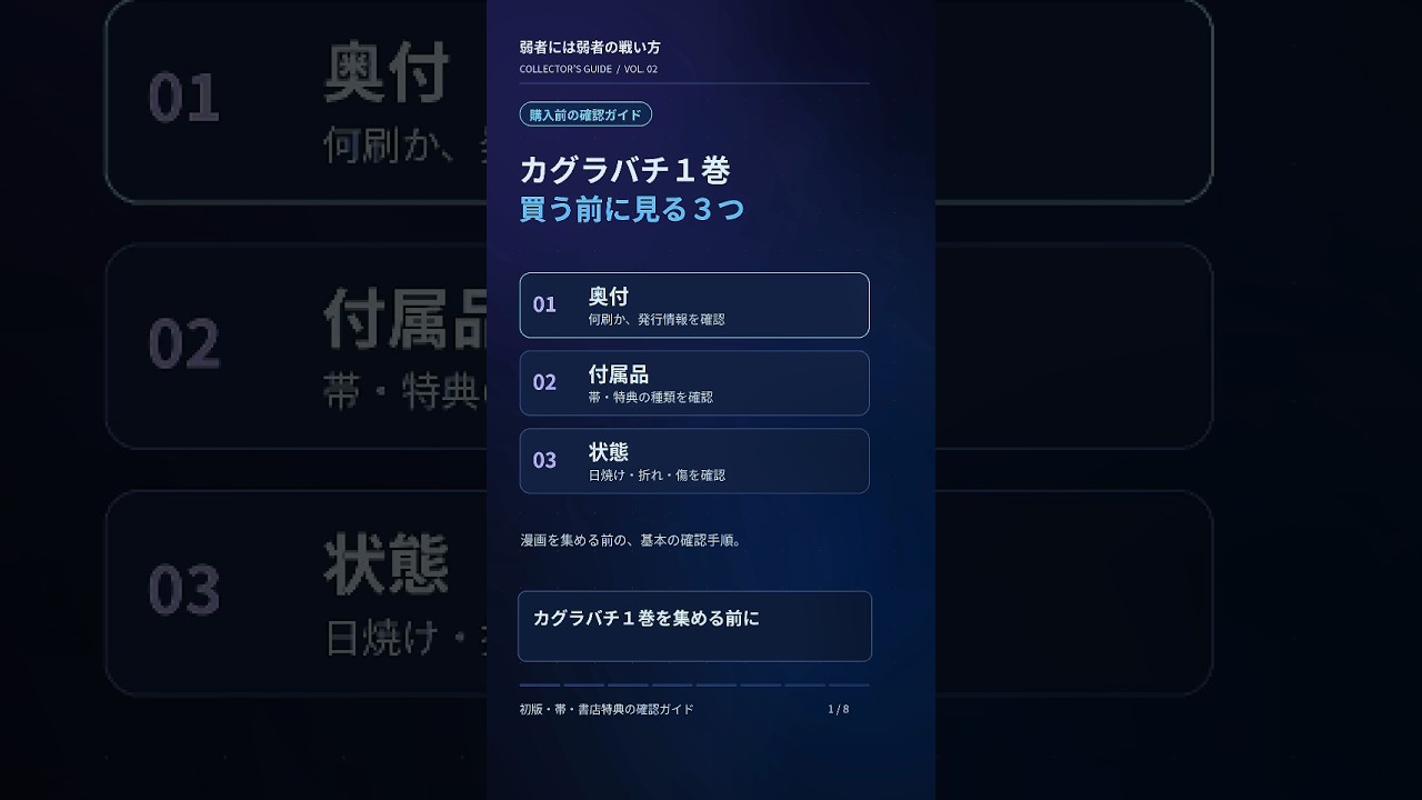 カグラバチ1巻｜初版を見分ける奥付の読み方と帯・特典のチェック