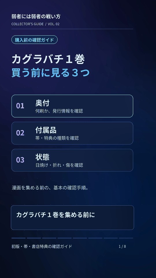 カグラバチ1巻｜初版を見分ける奥付の読み方と帯・特典のチェック