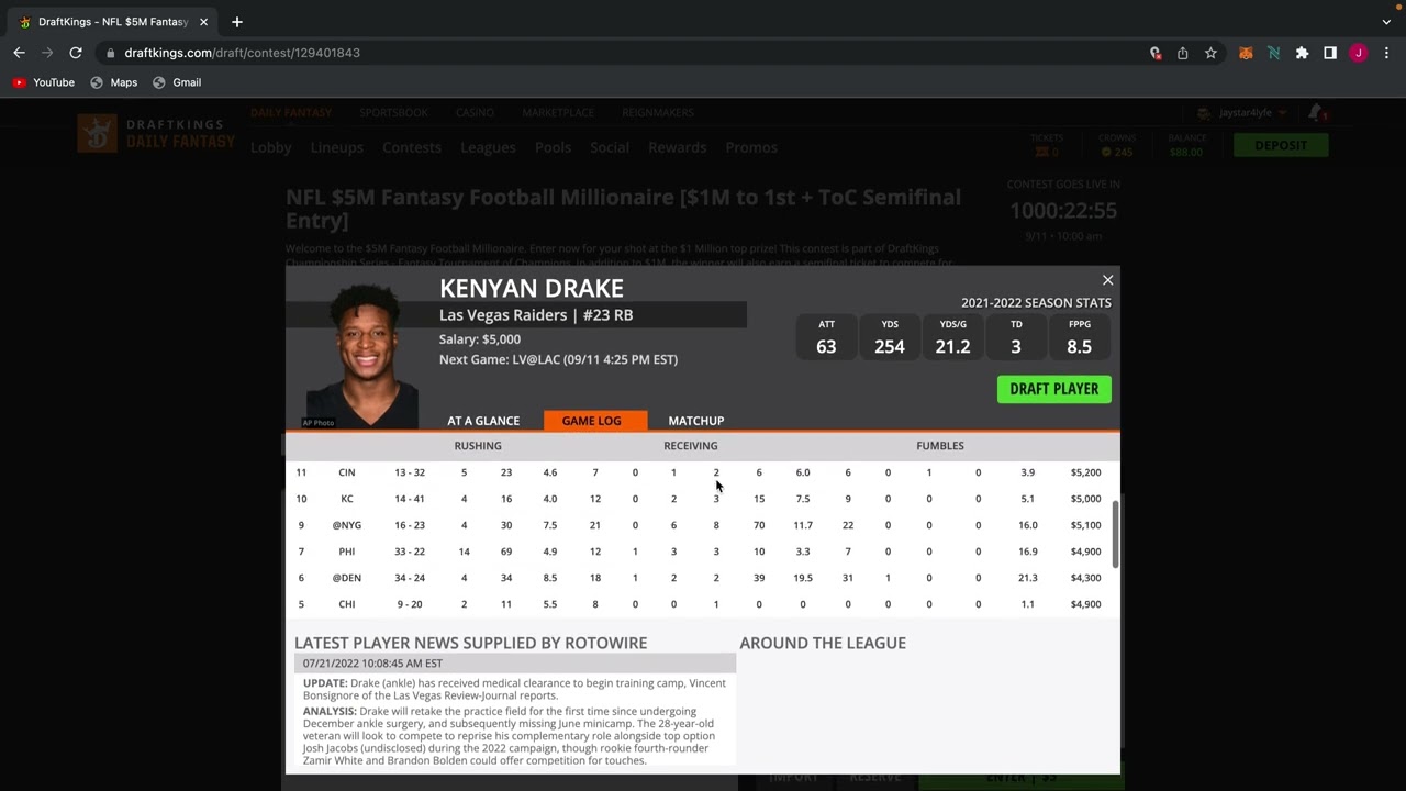 HOW TO PICK WINNING DRAFTKINGS RUNNING BACKS WEEK 1 YouTube