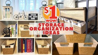 $1 STORAGE ORGANIZATION IDEAS | DIY DOLLAR TREE FARMHOUSE STORAGE BIN ORGANIZATION