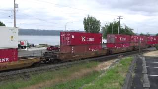 UP 8436 Leads A K Line Stack Train @ Old Town Tacoma, WA w Canon HF11