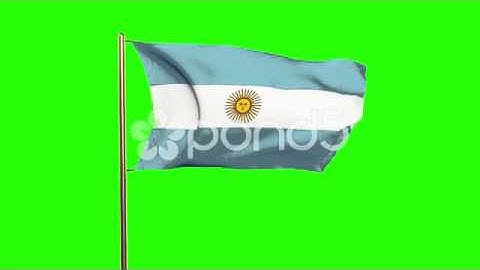 Argentina Flag Waving In The Wind. Green Screen, Alpha Matte. Loopable Animation
