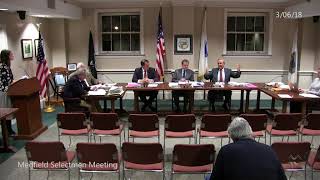 Medfield Selectmen (3-06-2018): Youth Outreach Budget; Town Admin. Update; Selectmen Report