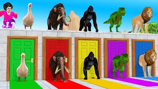 Cow Tiger Mammoth Gorilla Elephant Duck Choose The Right Door ROOM CHALLENGE Animals Slide Game